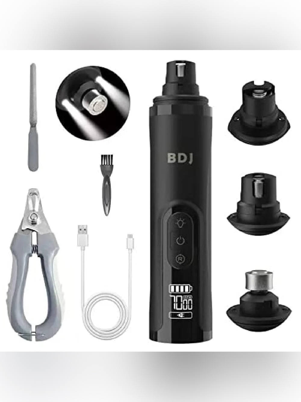 BDJ Dog Nail Grinder | 3 Speed | Rechargeable | Electric Nail Clipper